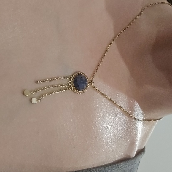 Sezane Necklace, Blue Stone Pendant With Drops - Picture 9 of 17